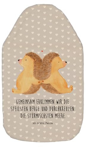 Mr. & Mrs. Panda Wärmflasche Igel händchenhaltend - Geschenk, Händchen halten, Heiraten, Geschenk für zwei, Wärmflasche mit Bezug, Wärmflaschenbezug,