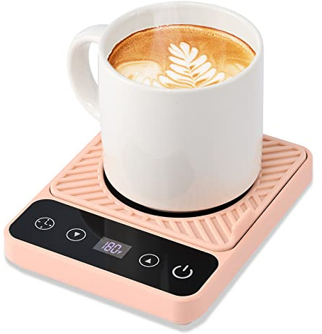 Mug Warmer - Electric Coffee Mug Warmer with Timer,Coffee Cup Warmer for Desk Auto Shut Off,Smart 6-Temperature Control, Coffee Accessories for Coffee Lovers, Pink