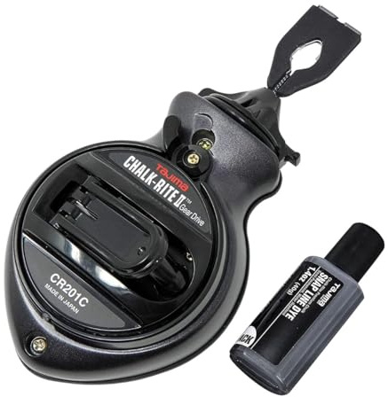 TAJIMA Chalk Line - Chalk-Rite II Chalk Box with Extra Bold 1mm Snap Line & Five Gear Quick Retrieval - CR201C-CPI