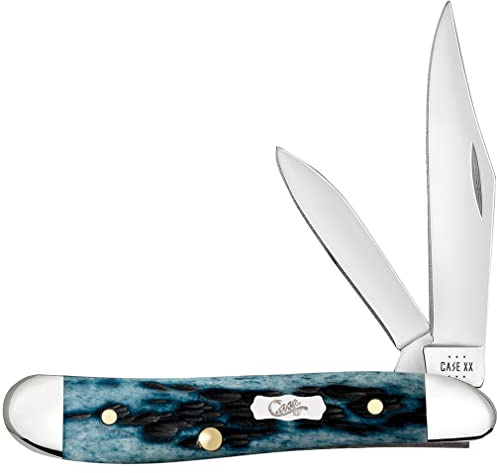 Case XX WR POCKET KNIFE PEANUT- POCKET WORN® MEDITERRANEAN BLUE BONE PS JIG, ITEM 51858, LENGTH CLOSED 2 7/8 INCH (6220 SS)
