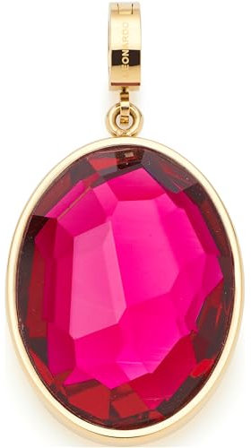JEWELS BY LEONARDO Anhänger Clip & Mix Jamira • Ketten-Anhänger aus goldfarbenem Edelstahl • großer pinker Glaskristall • Clip M (4,8 mm Ø) • Schmuck Geschenk für Frauen • 023619