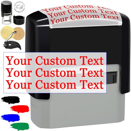 Custom Stamp Personalised Self Inking Stamps Customised Name Signature Ink Stamp for Business Office Date Return Address Label Rubber Stamper Personal
