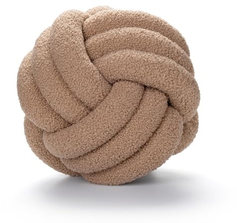 GYWZTJ Knot Ball Pillow, Aesthetic Pillows, Knot Cushion Cream, Knotted Ball Throw Pillow Ultra Soft Companionship Decorative Hand-woven Knotted Ball, 28 × 28cm (Brown)