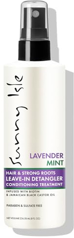 Sunny Isle Lavender Mint Hair and Strong Roots Leave-In Detangler Conditioner 8oz | Biotin and Jamaican Black Castor Oil | Paraben and Sulfate Free