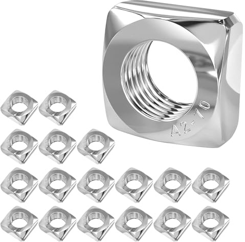 Qrity 20 Piezas Tuerca Cuadrada M6 x 10 mm x 5 mm Acero Inoxidable, Tuercas de Rosca para Reparaciones Hogar, Bricolaje, Muebles y Mecánica
