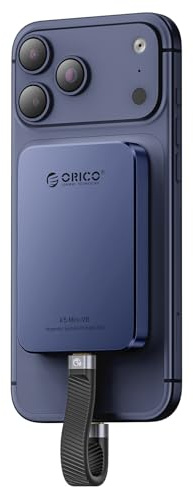 ORICO 1 TB magnetisk extern SSD, aluminiumlegering, upp till 460 MB/s, extern hårddisk SSD, utökar minne för iPhone 17 Pro Max, kompatibel med MagSafe, USB-C-smartphones – K5MINI djupblå