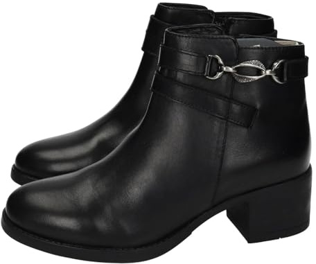48 Horas 423303/01 Botines de Piel 423303/01 Mujer Color Negro, 48+ Horas con tacón 5.5 cm, Cremallera y Adorno metálico Mujer Botines Negro 38