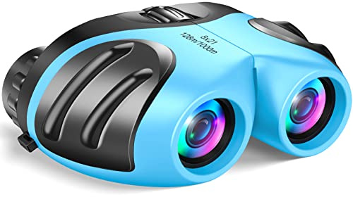 DMbaby Binocular for Kids, Compact Shock Proof Binocular Teen Boy Birthday Presents Gifts Boys Easter Fun Toys 3-12 Gifts for Girls Easter Toys Gifts for Boys Kids Girls Children Light Blue DL08