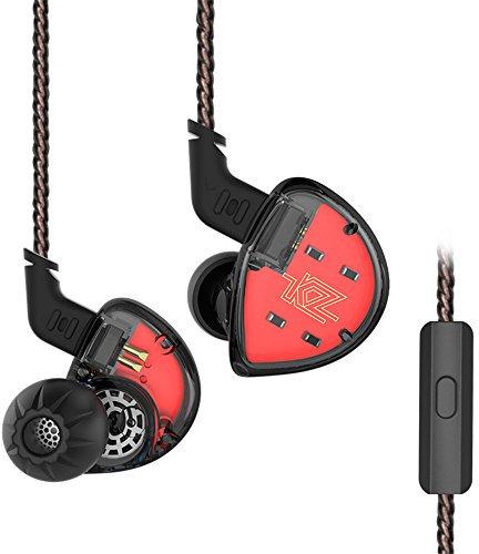 Yinyoo KZ ES4 Auriculares intrauditivos con micrófono, KZ In Ear Auriculares con Cable (1DD + 1BA) con micrófono Auricular estéreo con Conector de Audio de 3,5 mm