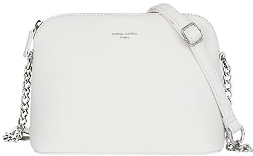 David Jones – Bolso bandolera para mujer – Bolso de mano con cadena plateada para hombro – Bandolera de piel sintética rígida – Bolso de mano para ciudad, viaje de compras moda chic, blanco, Taille