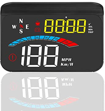 Affichage tête haute de voiture HUD, système GPS iKiKin HUD, ombrage de la conception d'affichage intégrée, 3,5 pouces de voiture affiche l'alarme, compatible avec toutes les voitures et camions