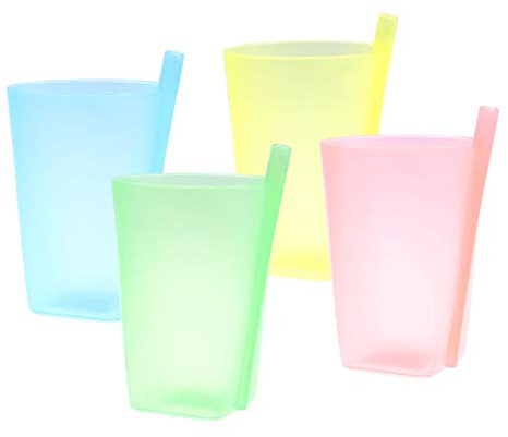 HEALLILY 4pcs Kids Cups with Straws Sippy Cups Toddlers Straw Cups Plastic Straw Tumblers Cups for Kids Children Random Color