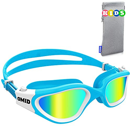 OMID Kinder Schwimmbrille, P2mini polarisierte Schwimmbrille bequem für Alter 6-14