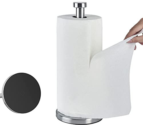 Portarotolo da Cucina, Portarotolo in Piedi con Base Pesante, Supporto per Carta da Cucinain Acciaio inox, Porta rotolo Cucina, Porta Rotoli Cucina