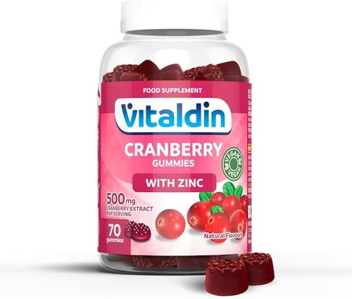 VITALDIN Cranberry gummies – 500 mg Cranberry Extrakt pro Tagesdosis + Zink 70 – Fruchtgummis (1 Monat) – für Harnwege – Vegan & Glutenfrei