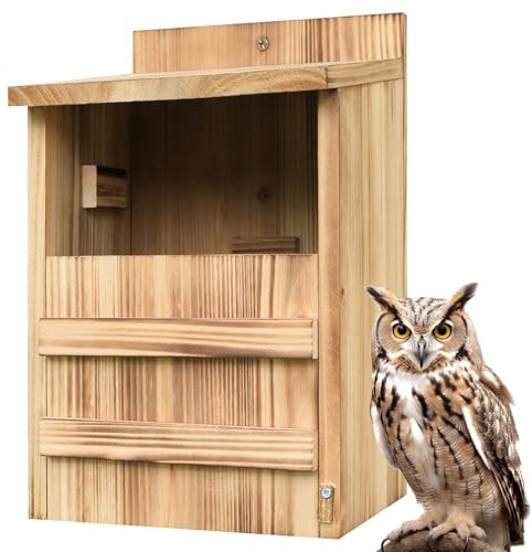Casa del búho, casa del pájaro para el Exterior,Casa al Aire Libre del pájaro,Caja Rectangular de Madera de la anidación de la Abertura