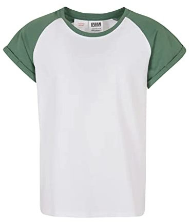 Urban Classics Damen Girls Contrast Raglan Tee White/salvia, 110/116