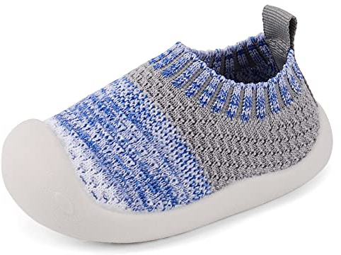 MK MATT KEELY Bambino Scarpe Primi Passi Ragazzo Scarpine Maglia Traspirante Leggero Slip-on con Fondo Morbido,Blu,EU 24
