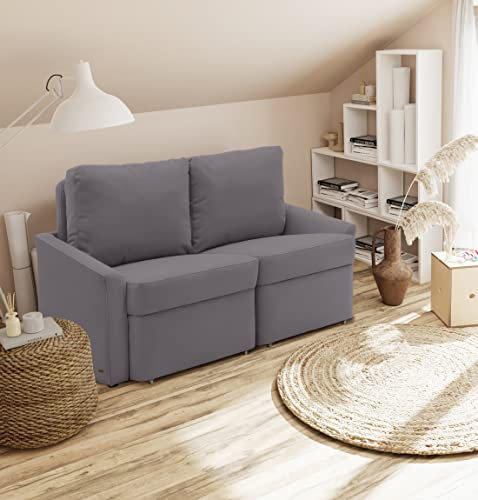 DOMO. collection Sofa Relax, 2-Sitzer Dauerschläfer, Boxspring Couch mit Schlaffunktion, Schlafsessel, Gästebett, Schlafsofa 168 x 96 x 86 cm (BxTxH), grau
