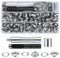 120 Sätze Ösen Werkzeug Set, Ösen Scheiben Ösenzange Kit, 10 mm Metall Tülle Ösen Grommets Setzwerkzeug Ösenzange mit Stanzwerkzeug für Planen/Leder/Gewebe/Vorhang/Poo/Abdeckung Ösen