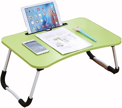 Lap Desk Fällbart ställ Multifunktionsplatta med frukostbricka for att äta, bärbar dator Läsa Skriva på soffan (Color : Green)