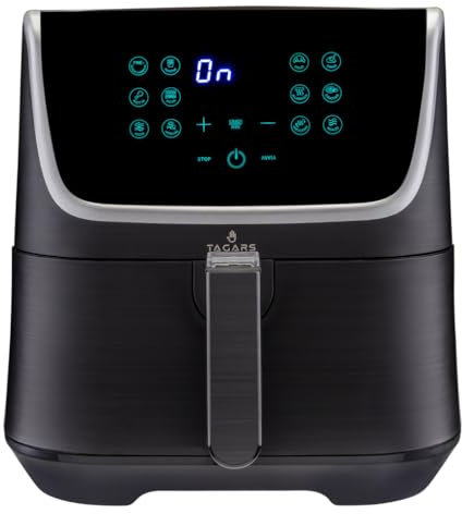 Tagars Friggitrice Ad Aria Calda XL Da 7 Litri Con Display Digitale Touch, Sistema A Riscaldamento Rapido, 12 Programmi Di Cottura, Timer, Cestello Estraibile E Potenza 1800 W