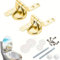 HEIBTENY Goldene Wc Sitz Scharnier 2Er Set Ersatzteile Sitz Scharniere Für Toilettendeckel, Universeller Ersatz Mit Beschlägen Und Reparaturteilen