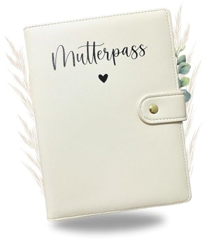 Premium Mutterpasshülle aus Kunstleder für deutschen Mutterpass - mit Fächer für Ultraschallbild, Impfpass, Versichertenkarte - hochwertige Mutterpass Schutzhülle
