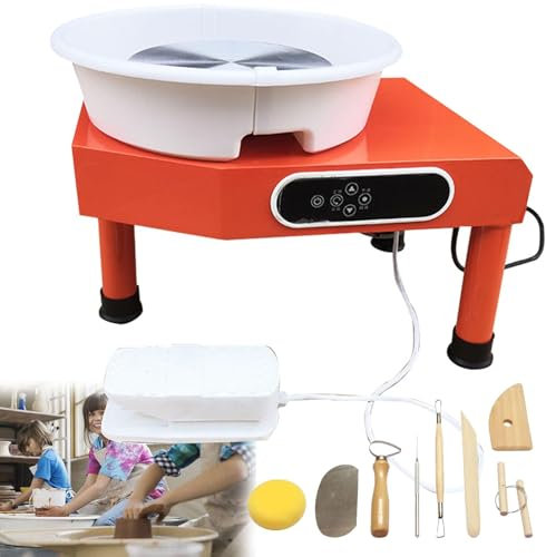 Electric Pottery Wheel 350W Electric Pottery Wheels - Pottery Forming Machine with Foot Pedal and Removable ABS Basin, 25cm Turntable Potter's Wheel for Adults Kids Beginners DIY Clay Art