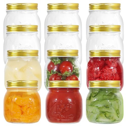 LIMILI Glass Jars with Lids, 12 Pack 300ml/10oz Multipurpose Mason Jars for Food Storage, Jam, Pickling, Canning, Preserving, Meal Prep