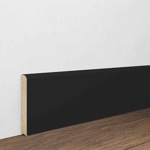 Battiscopa Mdf Nero Stondato - 70 x 10 mm - Asta da 2,4 Metri - Made in Italy