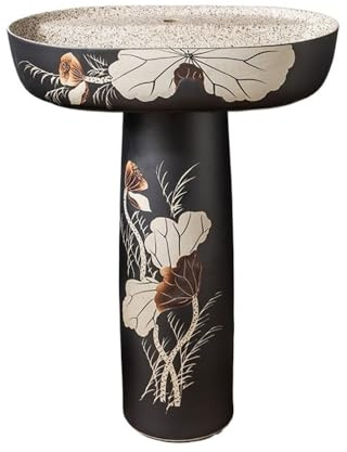 Lavabo à colonne Lavabo sur colonne de salle de bain avec kit de vidange et robinet Lavabo en céramique for balcon Lavabo sur pied colonne