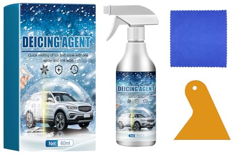 Spray Descongelante Rápido para Coche,Elimina Hielo y Escarcha al Instante en Parabrisas,Botella de Viaje Compacta y Ligera,Listo para Usar.