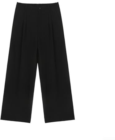 Pantalon décontracté à taille élastique pour homme, longueur cheville, pantalon droit pour s'habiller (XL, noir)
