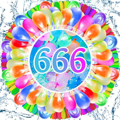 AMCHLEL 666Pcs Globos de Agua,Colores Globos Agua,Globos Agua Autosellado, Juguetes Piscina,Bombas de Agua para Niños y Adultos para Fiesta al Aire Libre Jardin Playa