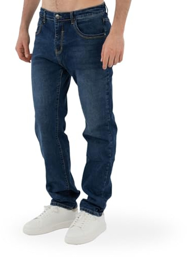 TONY BACKER - Jeans Uomo Regular Fit, Pantaloni Elasticizzati Comodi per Tempo Libero,Jeans da Lavoro Uomo, Stile Casual, Blu Jeans, Jeans Nero