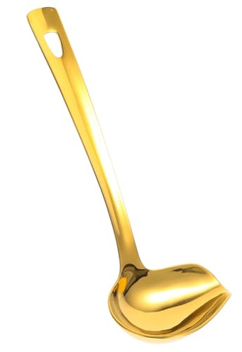 ULTECHNOVO Cuchara para Salsa de Acero Inoxidable 304, Cuchara Pequeña Dorada para Aderezos, Utensilio de Cocina Resistente y Práctico para Uso Doméstico y Restauración
