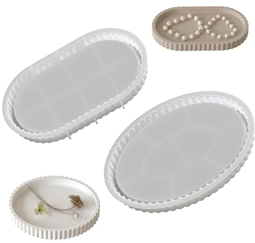 Bangbobi Moldes de Silicona para Bandejas Ovaladas 2 Piezas, Moldes de Resina Epoxi Hormigón Yeso, Moldes para Manualidades DIY