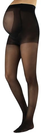 CALZITALY Umstandsstrumpfhose mit Stützeffekt | Stützstrumpfhosen Schwangerschaft, Schwarz, Hautfarbe, S, M, L, XL, 20 DEN, Made in Italy (L, Schwarz)