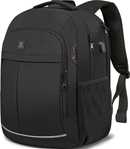 Cafele Mochila de Viaje TSA-Friendly 17.3 con USB - Negra | Unisex | Portátil, Universitaria, Equipaje de Mano