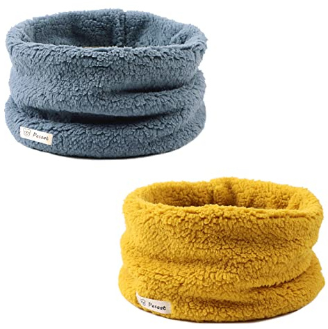 Zsedrut Fleece Warm Kids Scarf Thick Velvet Boys Girls Round Scarves Toddler Kids Winter Neck Warmer (Blue+Yellow)