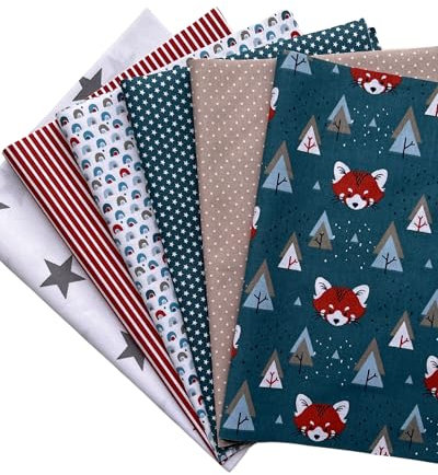 babrause® Stoffpaket Patchwork Baumwollstoffe 12 x (25x35cm) (Petrol Blau)