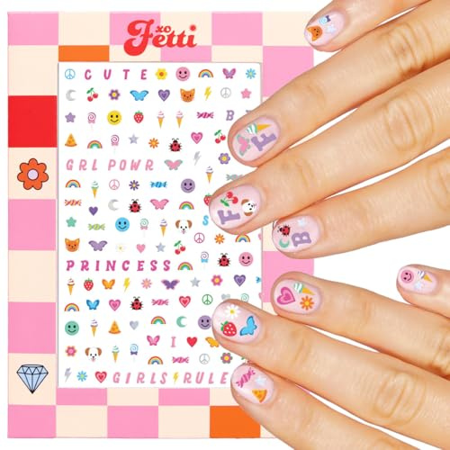xo, Fetti Kids Nail Stickers - 816 Decals | Birthday Girl Party Favors, DIY Home Activity, Gift, Cute Nail Transfer, Groovy, Princess, Girl Power, Easter Basket