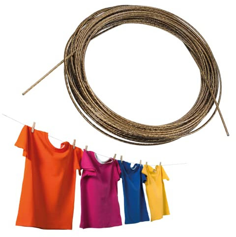 Cavo Stendibiancheria, Cavo Plastificato 20 Metri, Filo Stendi Biancheria Plastificato da Esterno per Stendere il Bucato, Vestiti, Panni, Corda da bucato da Giardino (ACCIAIO)