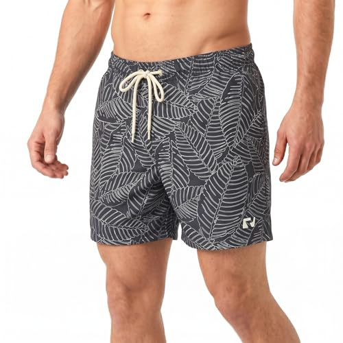 RIPT Costume Uomo Asciugatura Rapida – Pantaloncini Mare con Rete Interna, Protezione UV50, Boardshort Spiaggia Nuoto Surf Estate (Stampa a Foglie della Marina, XL)