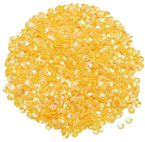 QUARKZMAN Paillettes Sfuse 4mm Glitter 3000pz a Tazza per Ricamo Creazione Gioielli Artigianato Cucito, Giallo
