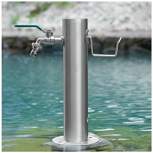 Colonne d'eau de Jardin Robinets d'eau Extérieurs, Fontaine à Eau Ronde en Acier Inoxydable, Support de Tuyau de Robinet de Robinet Debout pour Le Lavage d'irrigation d'arrosage de pelouse
