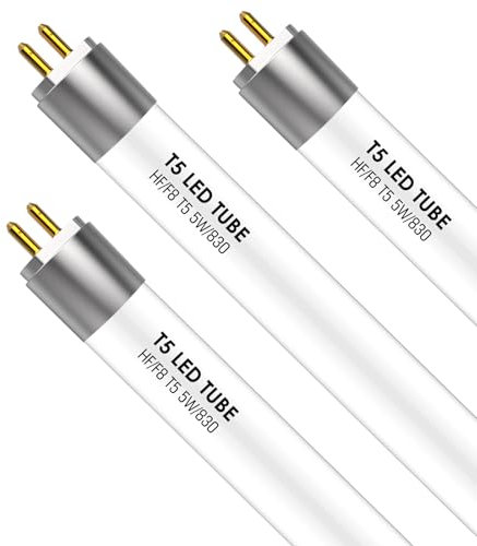 IHYCTV T5 LED Röhre 288mm, 5W, G5 LED-Röhren für EVG, 3000K, 685lm, Nachrüstung Ersatz klassischer T5 L 8W Leuchtstoffröhre, 24V DC/AC, Warmweißes Licht, 3-Pack