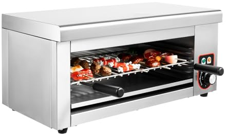 1500W Commercial Salamander Broiler, Electric Cheese Melterwith Adjustable Temp 122-572°F, Stainless Steel Countertop Grill for Steak, Pizza, Sandwiches, Raclette
