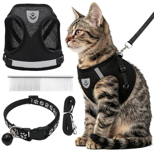 CUEMOON Pettorina e Guinzaglio per Cani, Pettorina Riflettente per Cuccioli, Set di imbracatura e guinzaglio per cuccioli, gatti e gattini,M